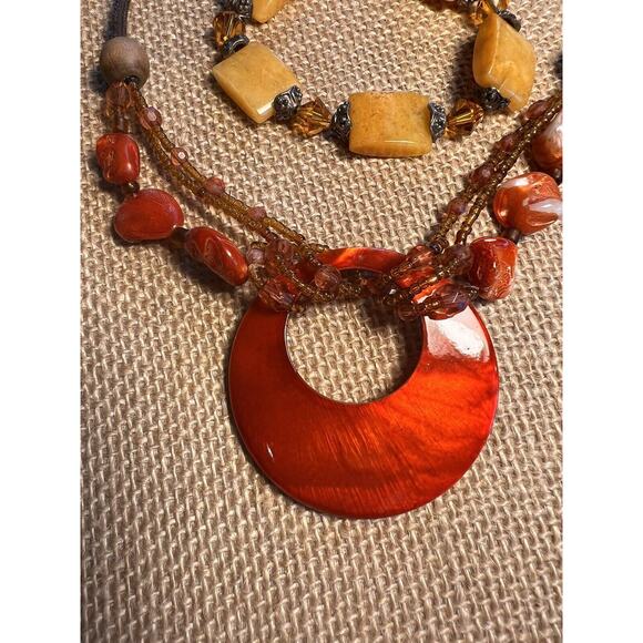 Rust Amber Coral Umber Orange Brown Lot of Fashion Jewelry--8 Pieces - Picture 6 of 11